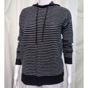 RALPH LAUREN Linen Hoodie Sweater Lightweight Summer Black White Stripe Size S